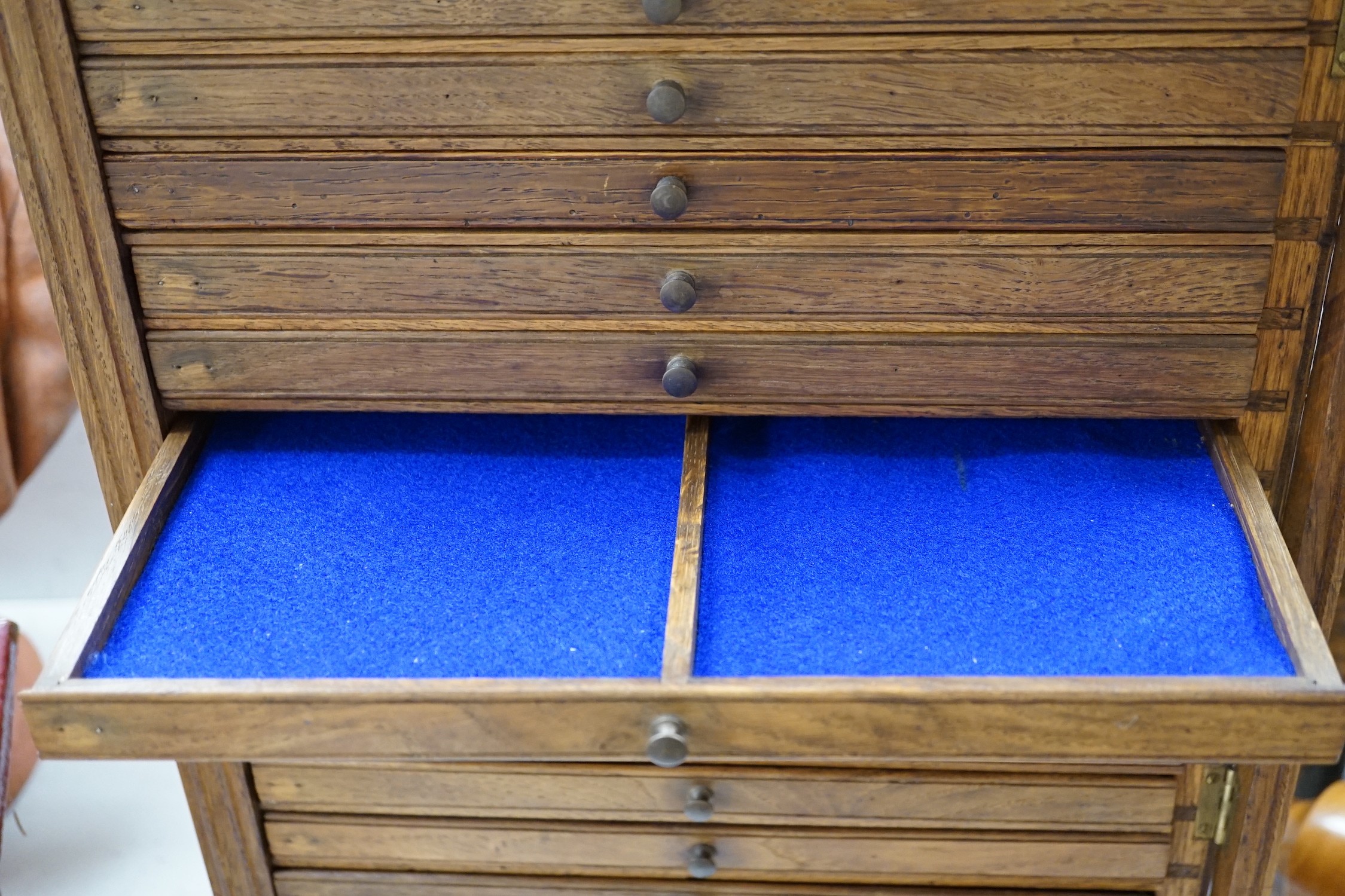 An oak coin collector's chest, 56cm